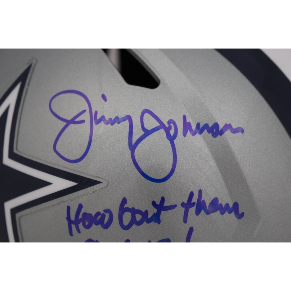 Jimmy Johnson autografado Dallas Cowboys F/S inscrição capacete Beckett 48636 - Imagem 2 de 4