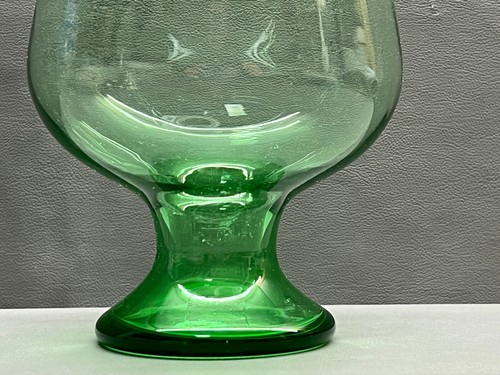 Vintage Large Goblet Vase Glass Hand Blown Green Uranium Vaseline Glass - Picture 4 of 7