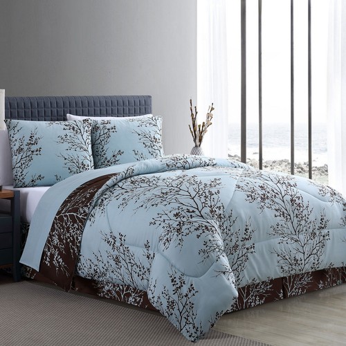 Letto completo reversibile 8 pezzi in una borsa piumone federe lenzuola piatte camera da letto queen - Foto 3 di 9