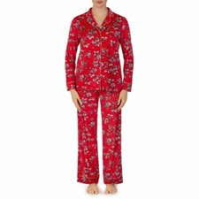 SECRET TREASURES VELOUR PAJAMAS RED FLORAL LONG SLEEVES LONG PANTS SET LARGE
