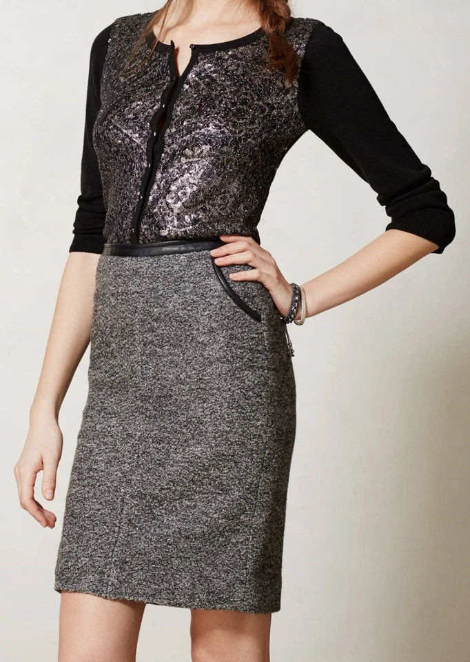 Cárdigan tejido y anudado recortado lentejuelas chuchería negro nuevo con etiqueta Anthropologie