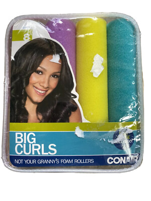 CONAIR Jumbo Foam Rollers Pack Big Curls Colorful NEW