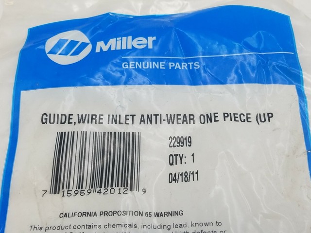 Miller Wire Inlet Guide Miller 229919 Guide Wire Inlet Anti-wear up to 1/8