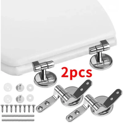 2Pcs Chrome WC Toilet Seat Hinges Replacement Fittings Hardware Fixtures Perfect