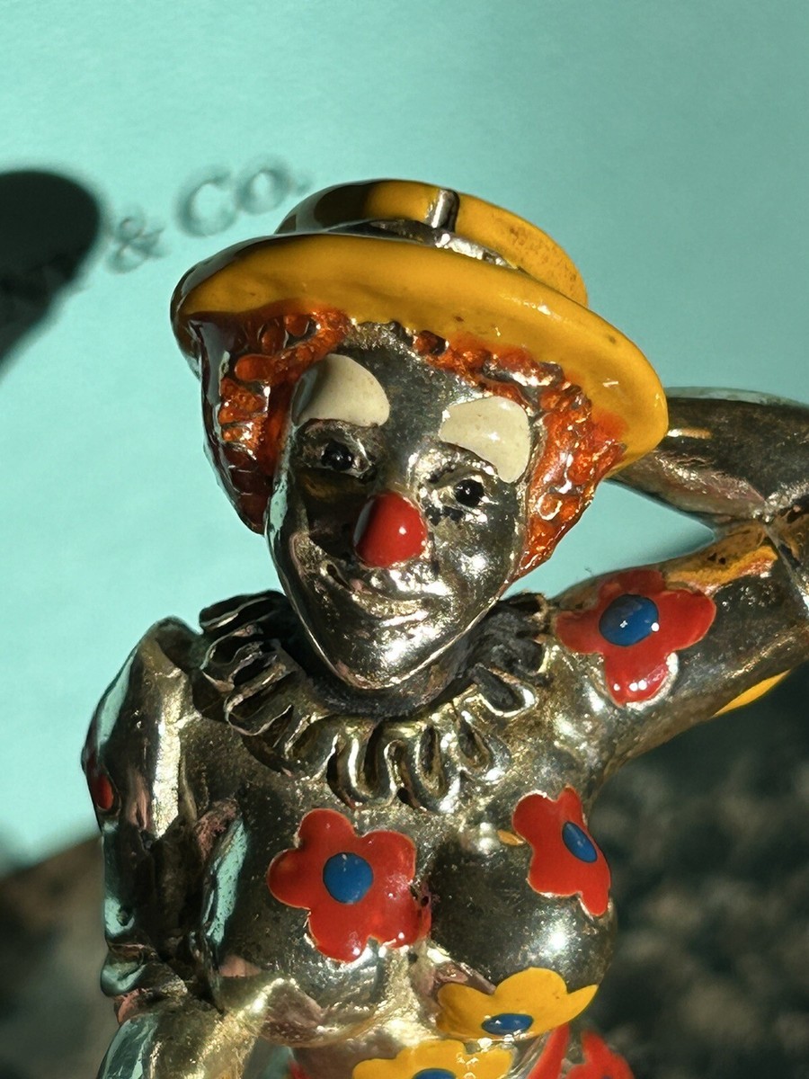 Tiffany & Co Sterling Gene Moore Enamel Clown Circus Mom Baby