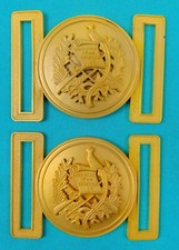 Set 2 US Guatemala Coat of Arms Gold Tone Military Army N.S. MEYER Belt Buckle E