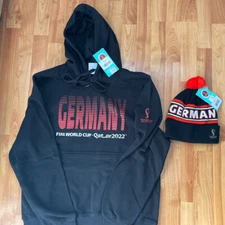 NWT Outerstuff Men's Large Qutar 2022 FIFA World Cup Germany Hoodie & Pom Beanie