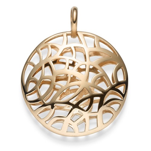 Pendiente Curvado Con Ornamento 585 Oro Rosa Ø26mm, Circular, Semi Mate