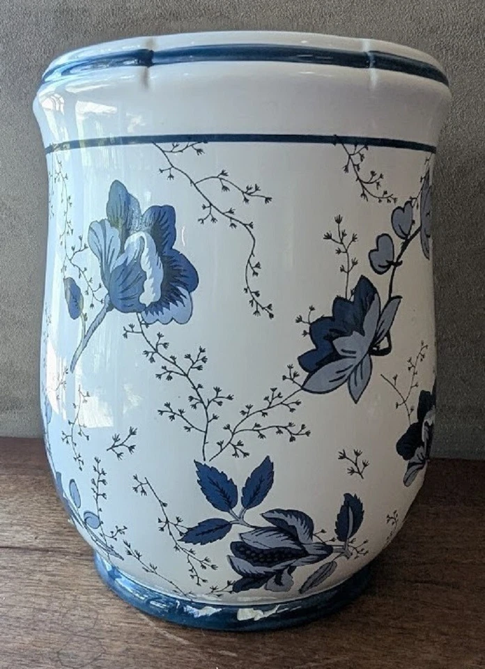 De colección Waverly Old Lyme Cesta de Residuos de Baño Azul y Blanco Floral DEFECTOS LEER Foto 4 de 4