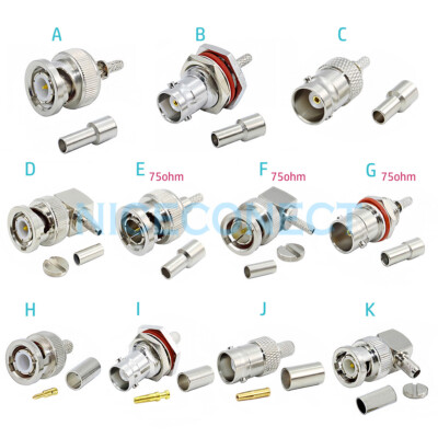 10x BNC Male Female Plug Jack Connector For RG174 RG316 RG58 RG400 LMR195 Cable