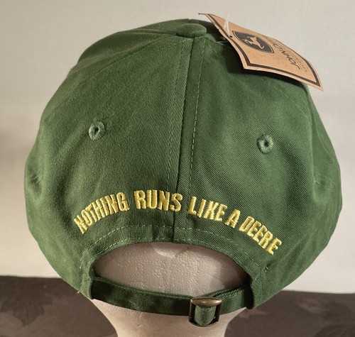 New with Tags John Deere Nothing Runs Like A Deere Green Strapback Hat - Picture 3 of 8