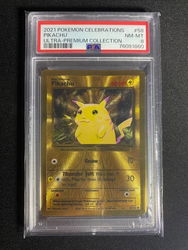 2021 Pokemon Celebrations 25th ANNIVERSARY Pikachu Gold Metal #58 PSA 8 NM