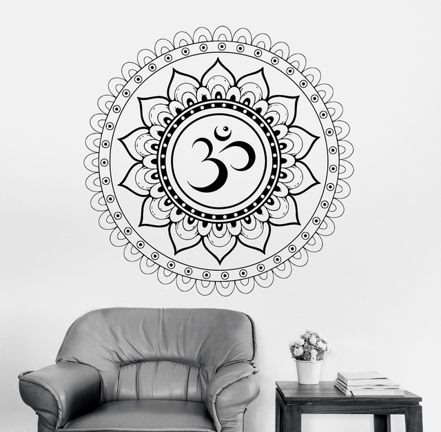 Wall Decal Buddha Aum Sanskrit Symbol Mandala Ornament Vinyl Decal