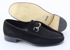 Men's GUCCI 'Horsebit' Black Suede Loafers Size US 9.5 - D GUCCI 9.5 - D