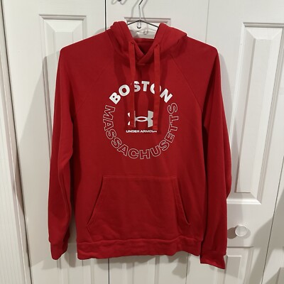 Under Armour Boston Massachusetts Hoodie Men's Sweatshirt Red Medium
