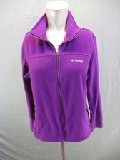 Columbia Size L Womens Purple Full Zip Stand Collar Pocket Athletic Jacket 737