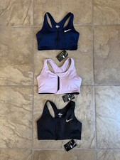 3 PAIR NIKE PRO COMBAT DRI-FIT FRONT ZIP-UP SPORTS BRAS WOMENS SIZE L
