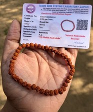Bracelet Rudraksh réglable unisexe LAB CERTIFIÉ naturel RUDRAKSHA 5 mukhi Rud...