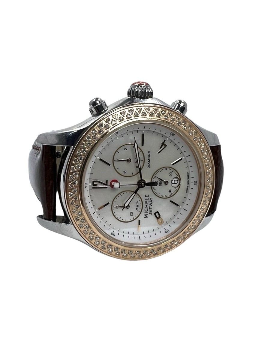 Michele Jetway Diamond Stainless Steel Watch With Box And  display picture 3