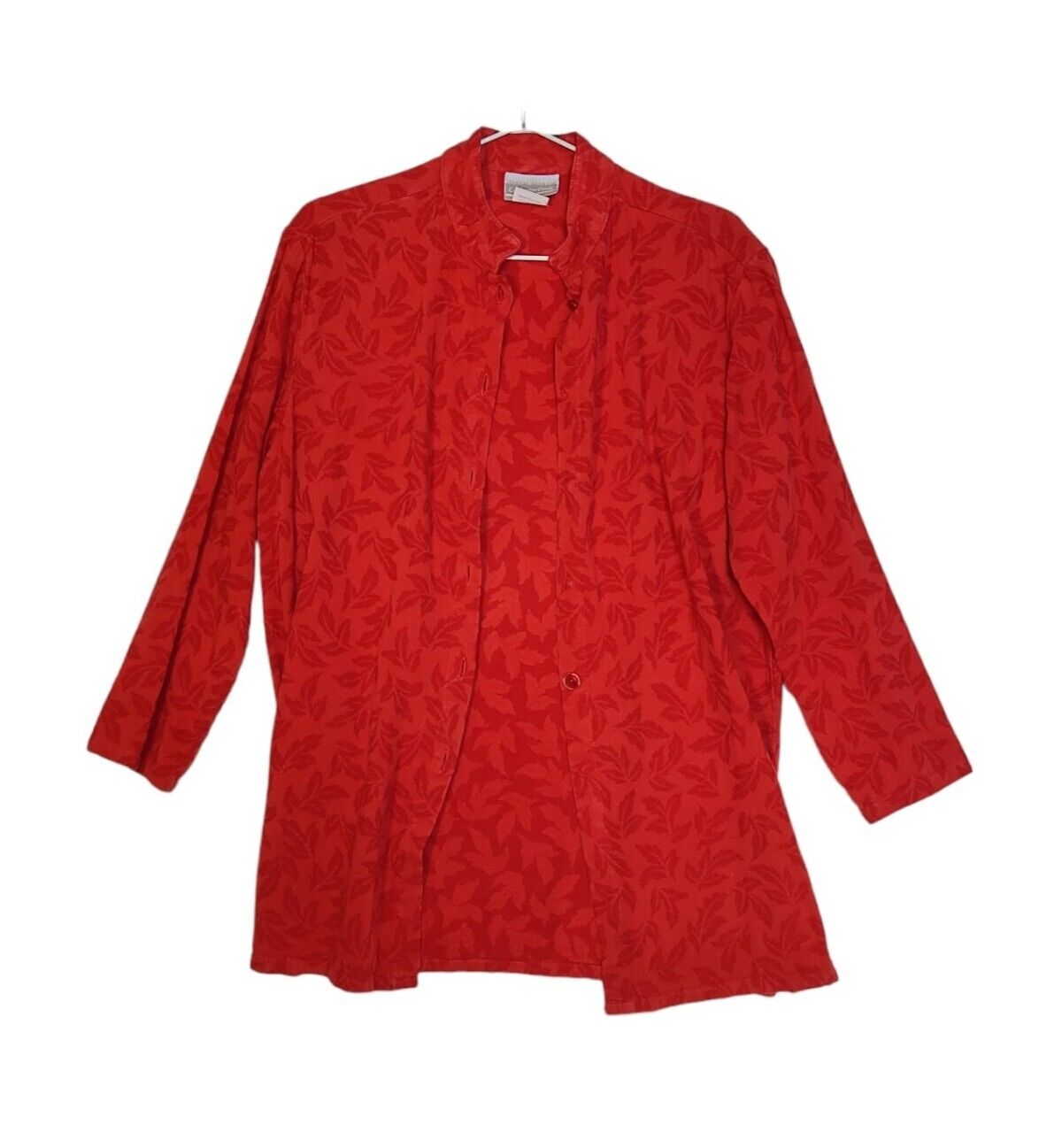 Coldwater Creek Red Tunic Shirt Red Leaf Print Sm… - image 2