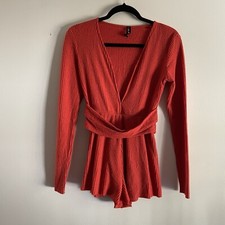 Out From Under Urban Outfitters Women S Red Ribbed Hanna Twist Front Romper