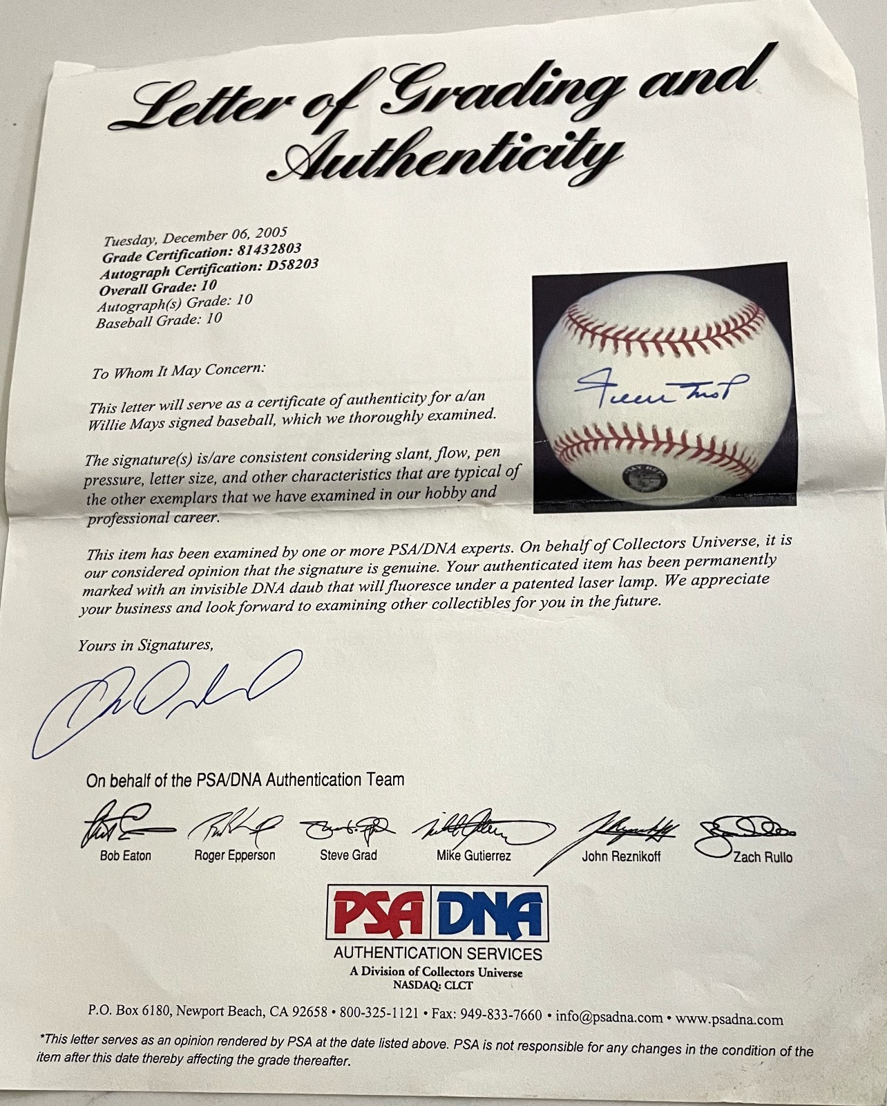 Willie Mays PSA DNA Graded Gem Mint 10 Signed MLB BASEBALL - BALL 10,  AUTO 10 view 4