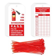 160 Sets Fire Extinguisher Tags with Adjustable Wire Ties Monthly Inspection Rec