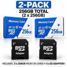 2-Pack 256GB Micro SD Cards with Adapters – 512GB Total Storage