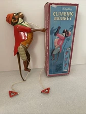 Vintage Schylling "Climbing Monkey" Tin Litho Toy Original Box Collector Series