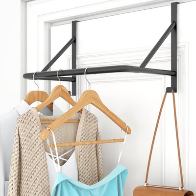 Chjgroup over the Door Clothes Hanger Rod, Metal over the Door Hanger for Coat,