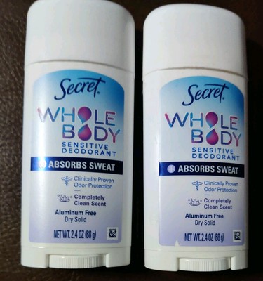 2 PK Secret Whole Body Sensitive Deodorant -CLEAN SCENT- 2.4 Oz. each