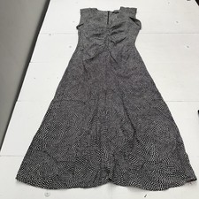 Madewell Dress Womens 8 Black Polka Dot V Neck Ruched Maxi A-Line Cap Sleeve