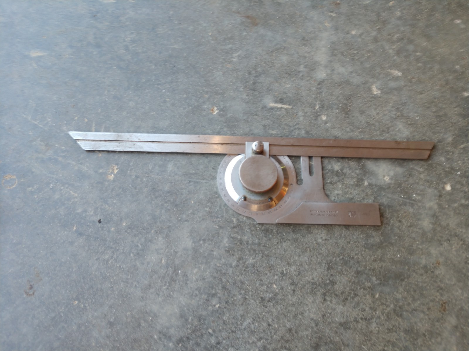 Brown & Sharpe 496 Bevel Protractor Head & 12 Inch Blade Machinist Tool