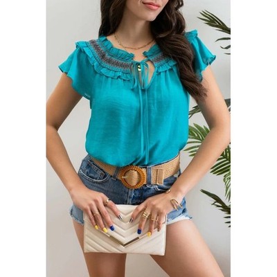 Anthropologie Boutique Brand  (Blue Pepper) Teal Top Size Medium NWT