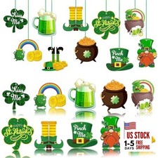 10Pcs St.Patrick 's Day Hanging Ornaments Lucky Shamrock Wood Cutouts Classic-3