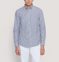 Gant Herren Hemd Langarm 100% Baumwolle Gestreift Blau Business Gr. L