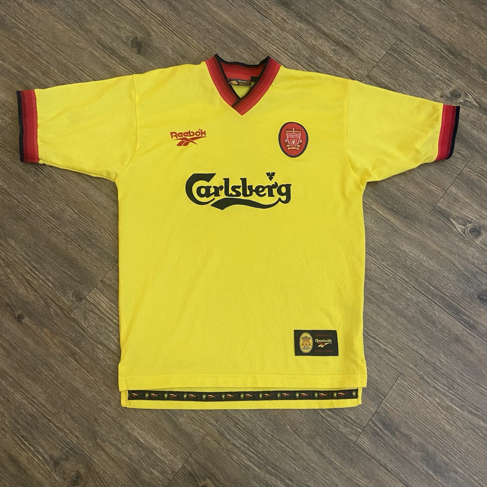 LIVERPOOL 1997 1999 AWAY FOOTBALL SHIRT SOCCER JERSEY REEBOK SIZE MENS 34/36 S