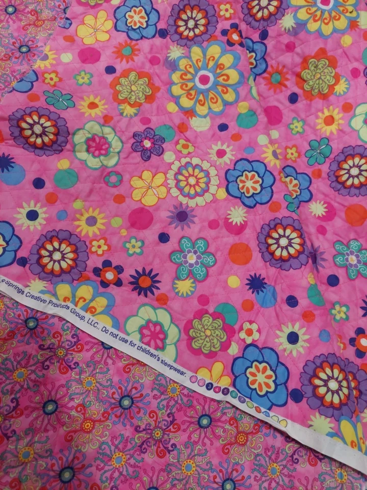 Double Sided PINK pre quilted fabric By Springs Creative by the yard 42" Wide - Image 2 of 4