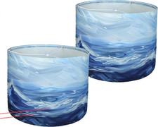 Polyester Printed Drum Lamp Shade Sea Waves Blue/White 13x13x10 E26 2pcs