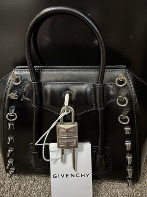 Givenchy Mini Antigona Lock Bag Black Calfskin Leather Satchel 4G Padlock