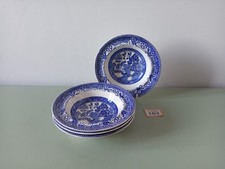 4x Vintage Washington Old Willow Bowls Blue & White Cereal Soup Rimmed Bowl #103