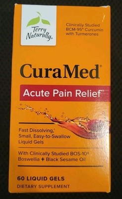 Terry Naturally CuraMed Acute Pain Relief 60 Liquid Gels Exp. 9/28 Low Price 