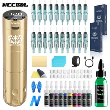 Neebol Complete Tatoo Machine Kit 1300mah Battery With Tattoo Needles Inks Gift