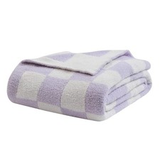 bearberry Fuzzy Checkerboard Grid Throw Blanket Soft Cozy Warm Microfiber Bed...