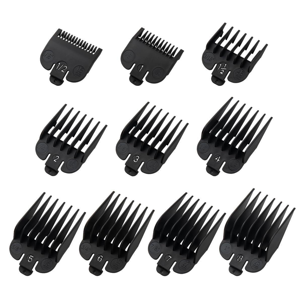 "10 Pack Clipper Guards for Wahl Detailer & Andis T Outliner