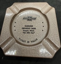 Vintage 1950s Metal Ashtray Chevy Dealership Karrakar Dongola Illinois