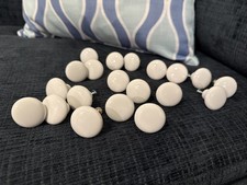 Vintage Porcelain Drawer Knob Pulls Round White Japan Mushroom Set Of 20