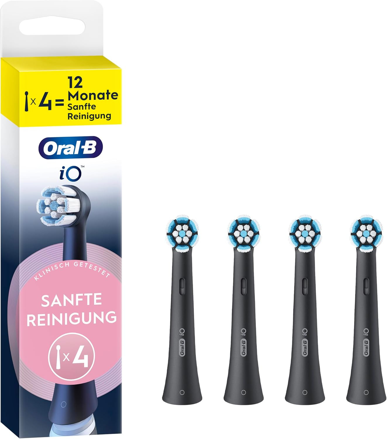 Oral-B iO Aufsteckbürsten Sanfte Reinigung für Elektrozahnbürsten schwarz 4 St.