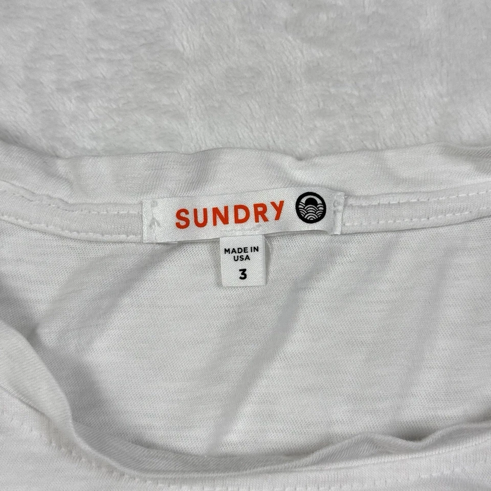 Sundry Tank Top 3 White Pima Cotton Lightweight Crop Heather Soft Muscle Stretch - Image 2 of 4