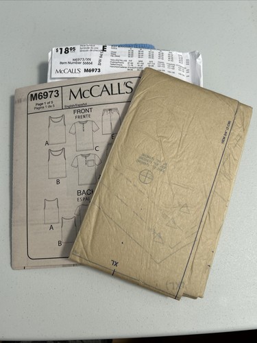 McCall Pattern Company M6973 Men's Tank Tops T-shirts and Shorts Size XN XL-XXXL - Picture 3 of 3